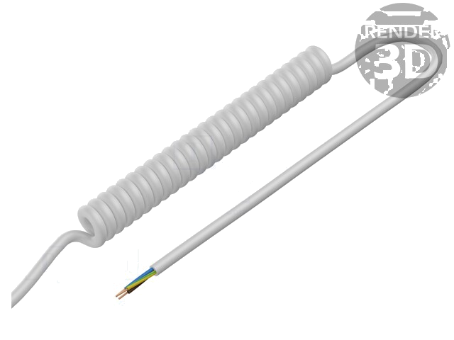 Leiding: spiraalvormig; 3G0,75mm2; niet-afgeschermd; PUR; wit Leiding: spiraalvormig; 3G0,75mm2; niet-afgeschermd; PUR; wit